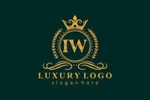 Initial IW Letter Royal Luxury Logo template in vector art for Restaurant, Royalty, Boutique, Cafe, Hotel, Heraldic, Jewelry, Fashion and other vector illustration.