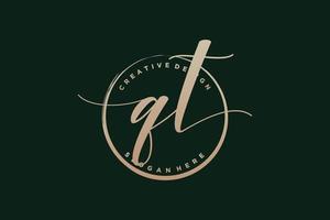 Initial QT handwriting logo with circle template vector signature, wedding, fashion, floral and botanical with creative template.