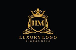 Initial HM Letter Royal Luxury Logo template in vector art for Restaurant, Royalty, Boutique, Cafe, Hotel, Heraldic, Jewelry, Fashion and other vector illustration.