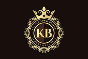 KB Initial Letter Gold calligraphic feminine floral hand drawn heraldic monogram antique vintage style luxury logo design Premium Vector