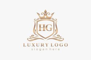 Initial HG Letter Royal Luxury Logo template in vector art for Restaurant, Royalty, Boutique, Cafe, Hotel, Heraldic, Jewelry, Fashion and other vector illustration.