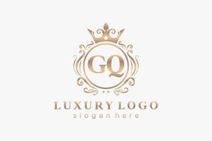 Initial GQ Letter Royal Luxury Logo template in vector art for Restaurant, Royalty, Boutique, Cafe, Hotel, Heraldic, Jewelry, Fashion and other vector illustration.