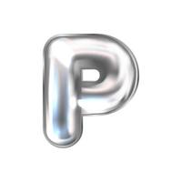 Silver perl foil inflated alphabet symbol, isolated letter P vector