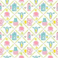 Milk seamless pattern.Jar and cow vector