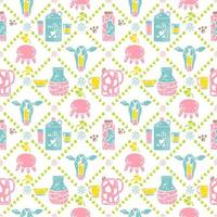 leche seamless pattern.jar y vaca vector