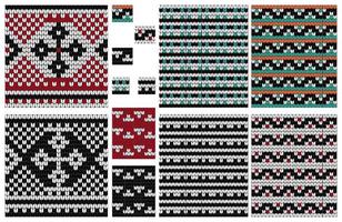 Set of knitting seamless pattern with cross vector