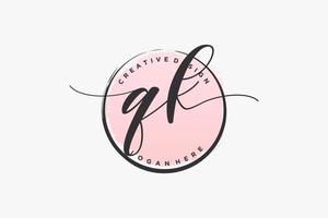 Initial QK handwriting logo with circle template vector signature, wedding, fashion, floral and botanical with creative template.