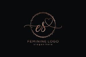 Initial ES handwriting logo with circle template vector logo of initial wedding, fashion, floral and botanical with creative template.