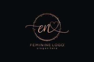 Initial EN handwriting logo with circle template vector logo of initial wedding, fashion, floral and botanical with creative template.