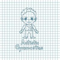 Boy gymnast in sketch sryle vector