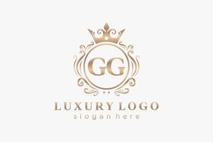 Initial GG Letter Royal Luxury Logo template in vector art for Restaurant, Royalty, Boutique, Cafe, Hotel, Heraldic, Jewelry, Fashion and other vector illustration.