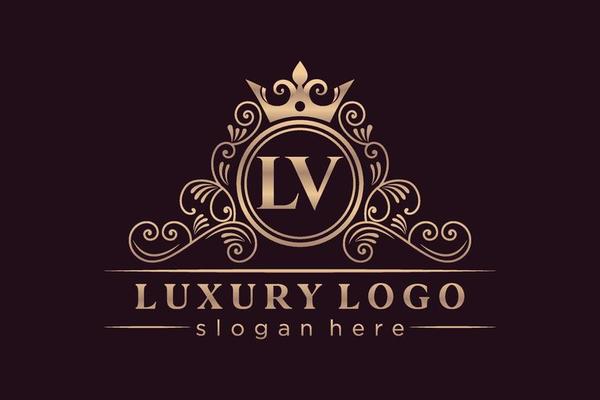 Lv initial letter gold calligraphic feminine Vector Image