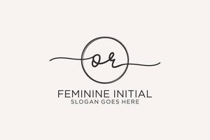 Initial OR handwriting logo with circle template vector logo of initial signature, wedding, fashion, floral and botanical with creative template.