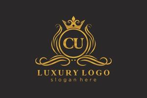 Initial CU Letter Royal Luxury Logo template in vector art for Restaurant, Royalty, Boutique, Cafe, Hotel, Heraldic, Jewelry, Fashion and other vector illustration.