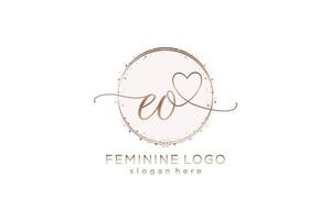 Initial EO handwriting logo with circle template vector logo of initial wedding, fashion, floral and botanical with creative template.