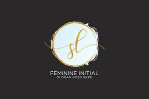 Initial SL handwriting logo with circle template vector signature, wedding, fashion, floral and botanical with creative template.