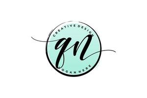 Initial QN handwriting logo with circle template vector signature, wedding, fashion, floral and botanical with creative template.