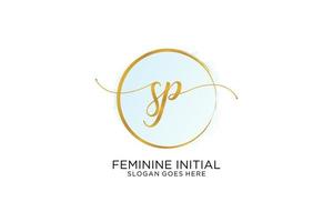 Initial SP handwriting logo with circle template vector signature, wedding, fashion, floral and botanical with creative template.