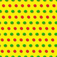 Seamless pattern in retro style with dot pattern.New Year's red and green balloons on a yellow background. vector