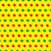 Seamless pattern in retro style with dot pattern.New Year's red and green balloons on a yellow background. vector