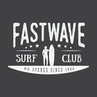 logo de surf vintage, emblema, placa, etiqueta, marca. tarjeta de día internacional de surf 2016. arte Grafico. ilustración vectorial vector