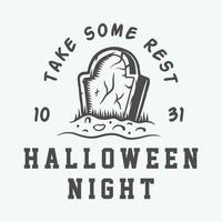 Vintage retro halloween logo, emblem, badge, label, mark, patche Monochrome Graphic Art Illustration Vector