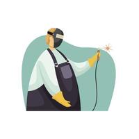 Vector illustration of a welder in a mask and apron. Profession. Flat style