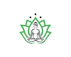 vector de inspiración de diseño de logotipo de spa de arte de línea de loto de meditación humana y mujer de lujo.