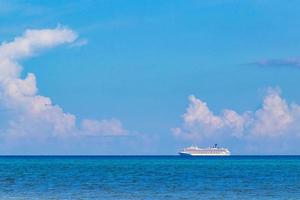 Boats yachts ship jetty beach in Playa del Carmen Mexico. photo