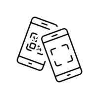 Scanner QR Code Verification Line Icon. Scan Mobile Phone for Payment Linear Pictogram. Client Wireless Checking with Barcode on Smartphone Outline Icon. Editable Stroke. Isolated Vector Illustration.