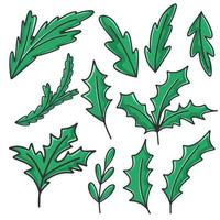 Set deciduous and spruce twigs for winter decor clipart vector