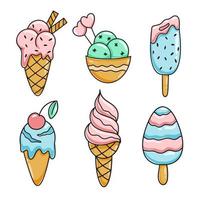 conjunto de imágenes prediseñadas de dibujos animados de helado vector