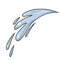 Blue jet of water, waves, splashes, vector illustration in cartoon style on a white background