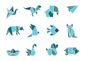 vectores de animales de origami