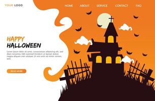 Flat design of halloween landing page template vector