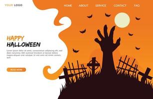 Flat design of halloween landing page template vector