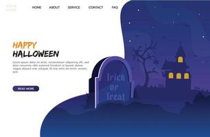 Flat design of halloween landing page template vector