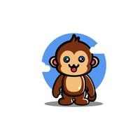 Cute monkey cartoon illustration vector