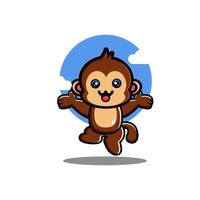 Cute monkey cartoon jumping vector