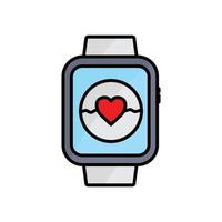 wristwatch icon illustration with heart. Icon related to smart device. lineal color icon style. Simple design editable vector