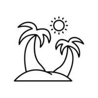 ilustración de icono de línea de árboles y sol. icono relacionado con las vacaciones. diseño simple editable vector