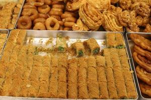 Oriental sweets and cakes are sold at a bazaar in Israel. photo