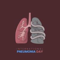diseño del día mundial de la neumonía con ilustración de vector de pulmones que se ató en otro diseño de pulmón