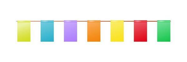 Garland with colorful holiday flags. Decorative colorful pennants for birthday, festival, fair or carnival. Vector illustration.