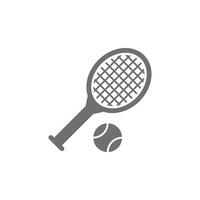 eps10 vector gris pelotas de tenis y raqueta de tenis icono de arte abstracto aislado sobre fondo blanco. símbolo deportivo en un estilo moderno y sencillo para el diseño de su sitio web, logotipo y aplicación móvil