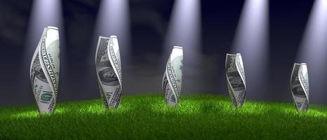 Dollar bills on the grass photo