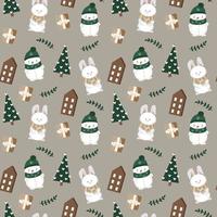 Cute Christmas Animal Seamless Pattern photo