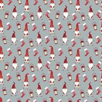 Bright Christmas Gnomes Seamless Pattern photo