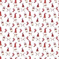 Bright Christmas Gnomes Seamless Pattern photo