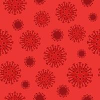 Coronavirus bacteria seamless pattern. Red viral pathogen danger of pandemic and bacterial infection biological weapon with high probability of epidemic microscopic harmful vector organisms